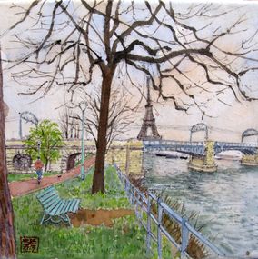 Peinture, Promenade bord de Seine, Jeong Min Lee