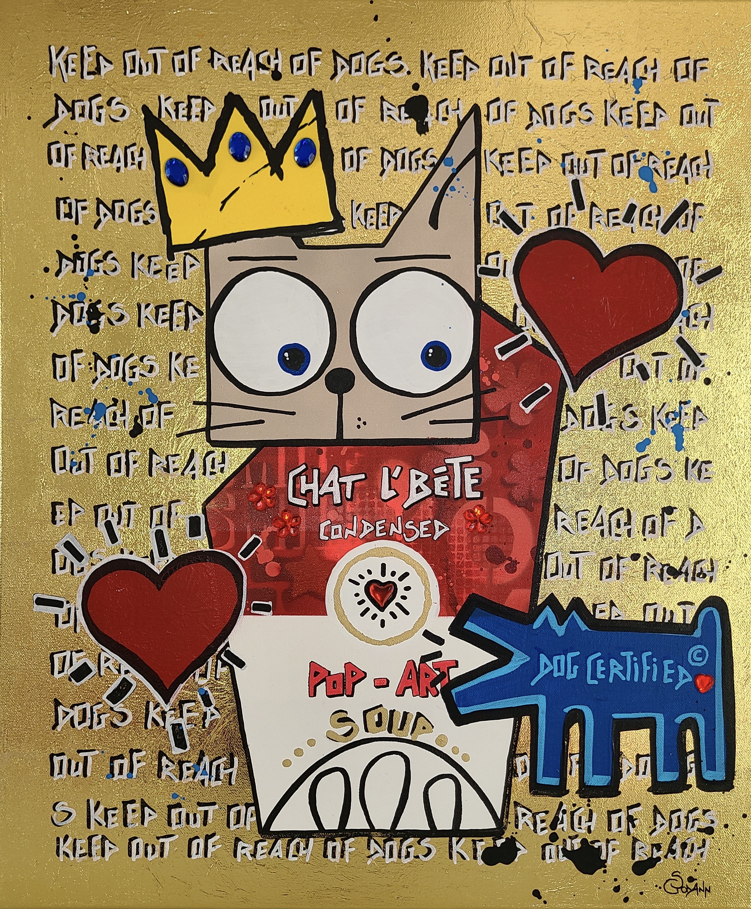 Stephanie Godann, Pop art cat original Stephanie Godann, Pop art cat original