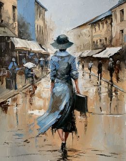 Gemälde, Woman in a city., Schagen Vita