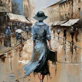 Painting, Woman in a city., Schagen Vita