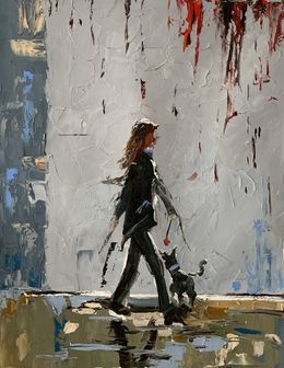 Peinture, Woman with a dog., Schagen Vita
