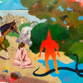Gemälde, El caballero de copas, las amantes, el mago rojo y la serpiente, Alexander Grahovsky