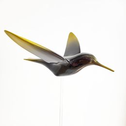Escultura, La légende du colibri noir et jaune dégradé, Marion Cros