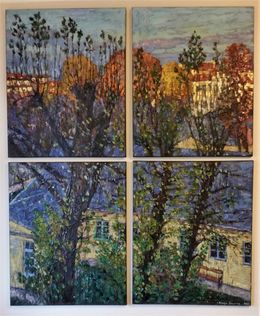 Gemälde, Series Windows.Window to autumn., Nadezda Stupina