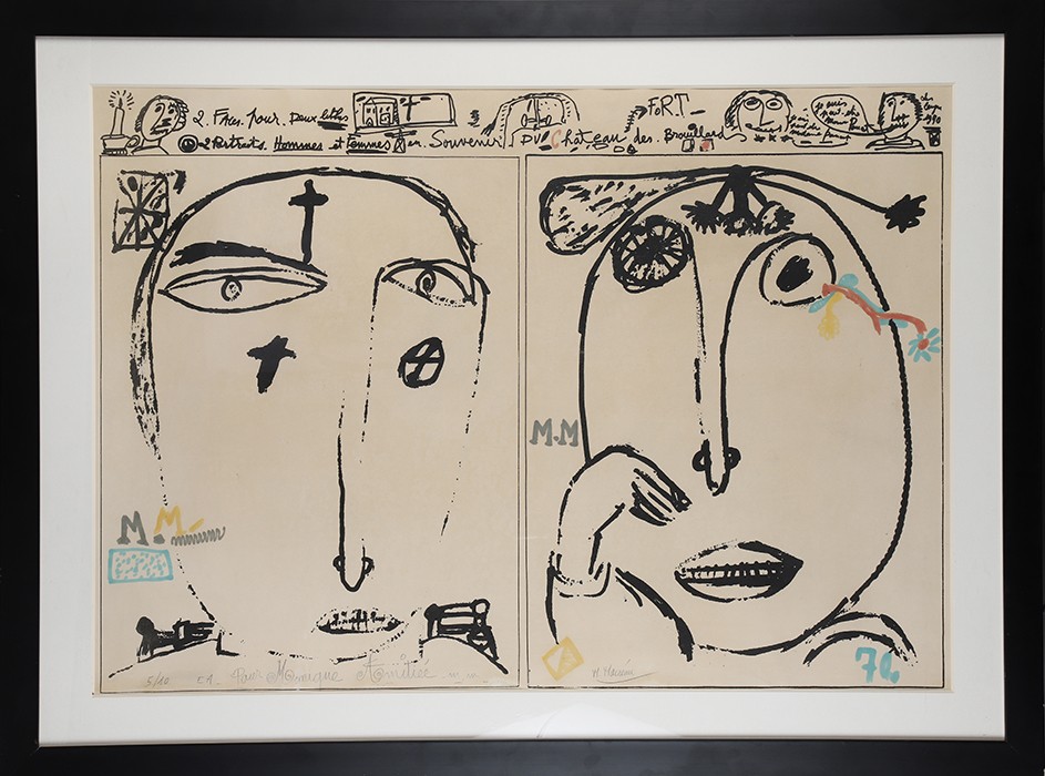 Michel Macréau, 2 faces pour deux lithos, 2 portraits hommes et femmes, en souvenir du château fort des brouillards Michel Macréau, 2 faces pour deux lithos, 2 portraits hommes et femmes, en souvenir du château fort des brouillards