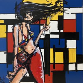 Gemälde, Playa avec Mondrian, Lydie Foliot