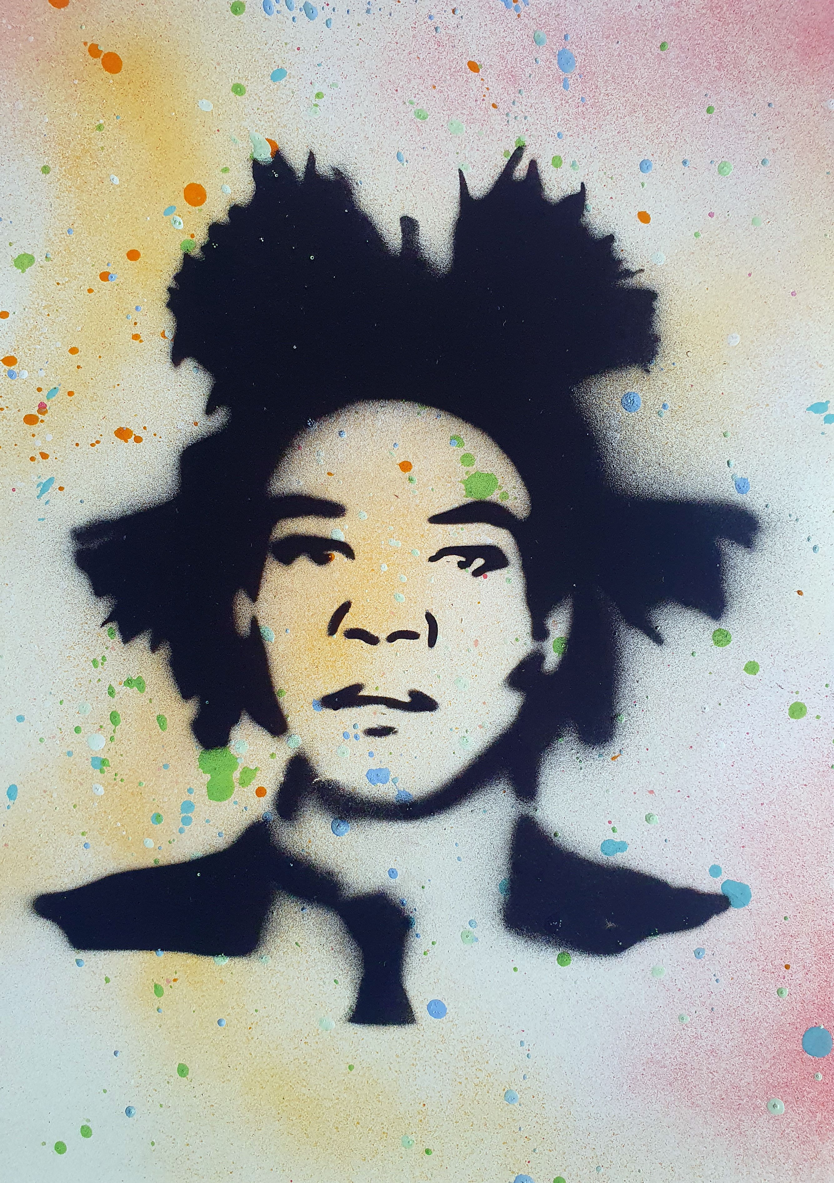 Spaco, Jean Michel Basquiat pochoir Spaco, Jean Michel Basquiat pochoir