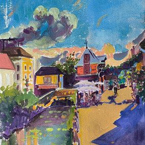 Painting, Dans les ruelles de Chablis, Linda Clerget