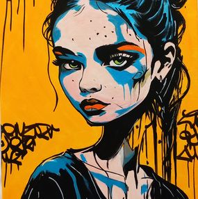 Pintura, Sad girl in blue reflection, Stoz
