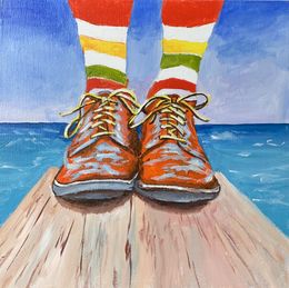 Painting, Orange shoes., Schagen Vita