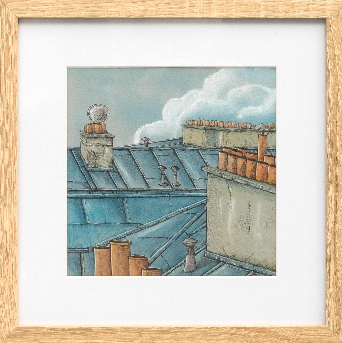 Eddy Josse, Série Toits Carré #16 - paysage figuratif toits urbains Eddy Josse, Série Toits Carré #16 - paysage figuratif toits urbains