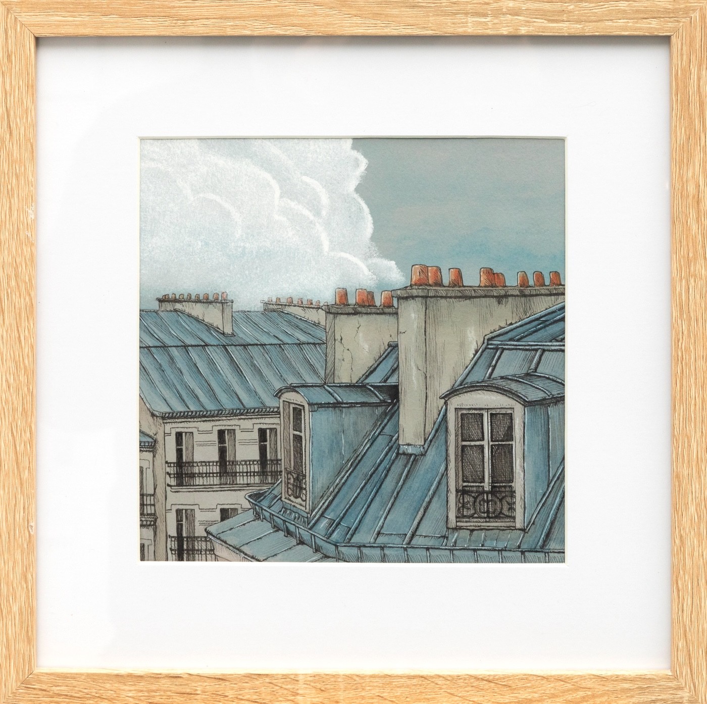 Eddy Josse, Série Toits Carré #17 - paysage figuratif toits urbains Eddy Josse, Série Toits Carré #17 - paysage figuratif toits urbains
