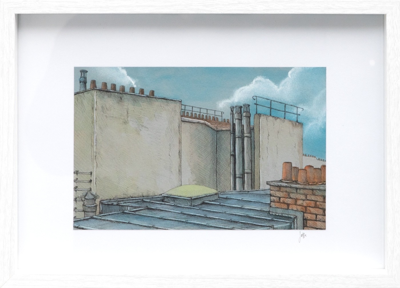 Eddy Josse, Série Toits Rectangle #9 - paysage figuratif toits urbains Eddy Josse, Série Toits Rectangle #9 - paysage figuratif toits urbains
