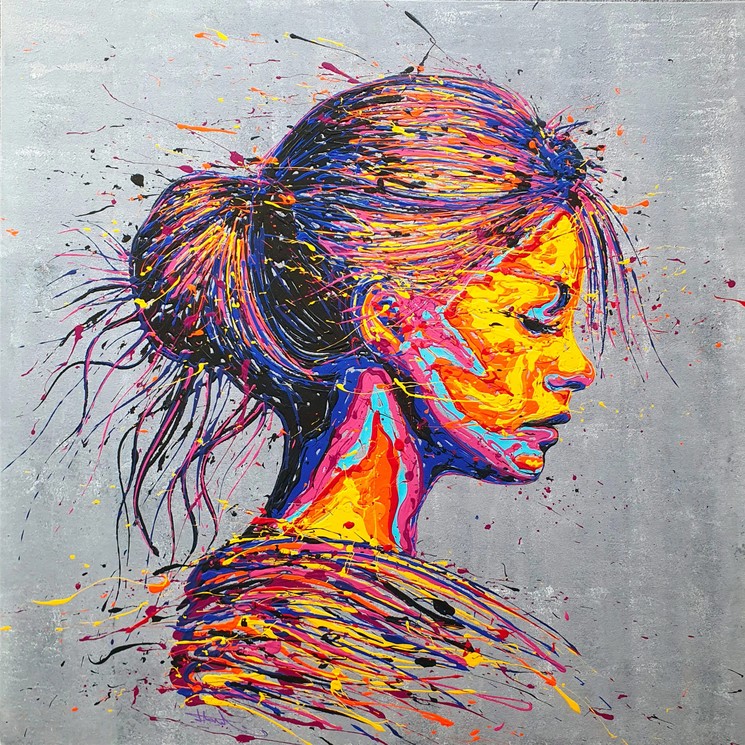 Flow, Portrait de jeune femme, Peinture sur toile