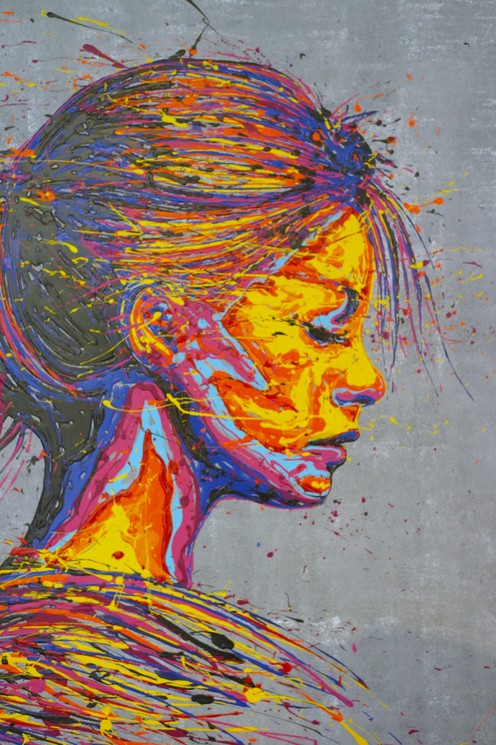 Flow, Portrait de jeune femme, Peinture sur toile
