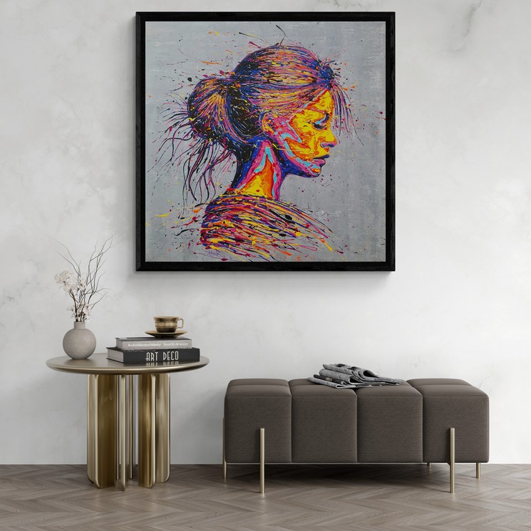 Flow, Portrait de jeune femme, Peinture sur toile