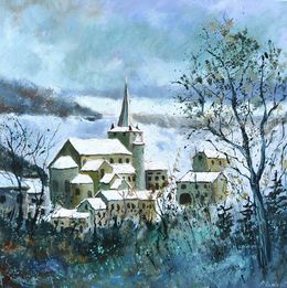 Painting, Snowy village, Pol Ledent
