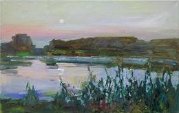 Gemälde, Evening by the river, Serhii Cherniakovskyi