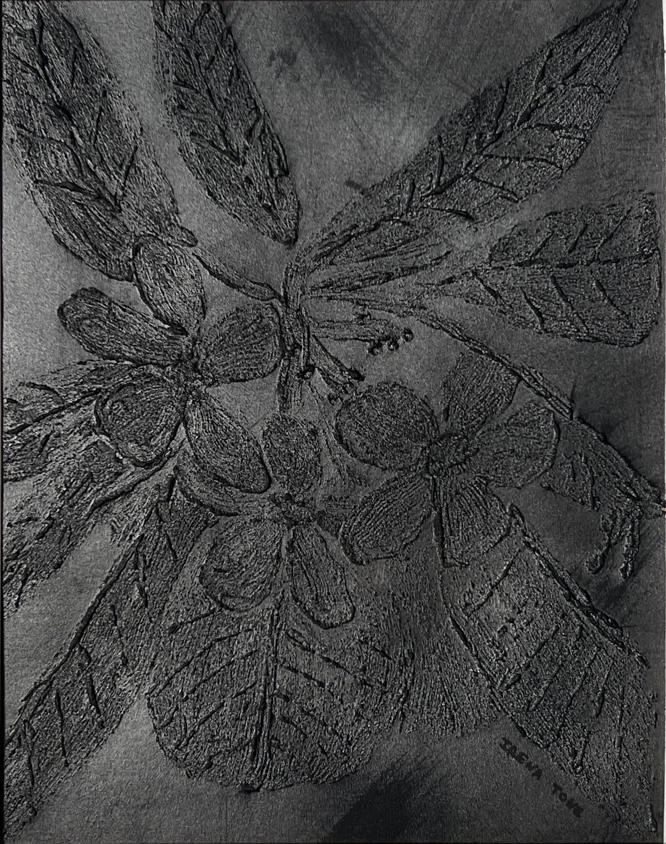 Irena Tone, Dark silver tropical flowers Irena Tone, Dark silver tropical flowers
