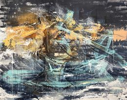Painting, Bain de nuit, nager dans les étoiles, Sandy Cunningham