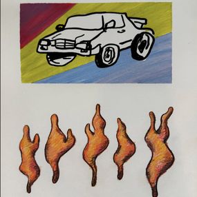 Fine Art Drawings, Car Flames, Spencer Harris