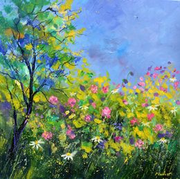 Painting, Pink flowers 7724, Pol Ledent