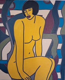 Gemälde, Nu, Fauve sur une chaise, Patricia Kleyman