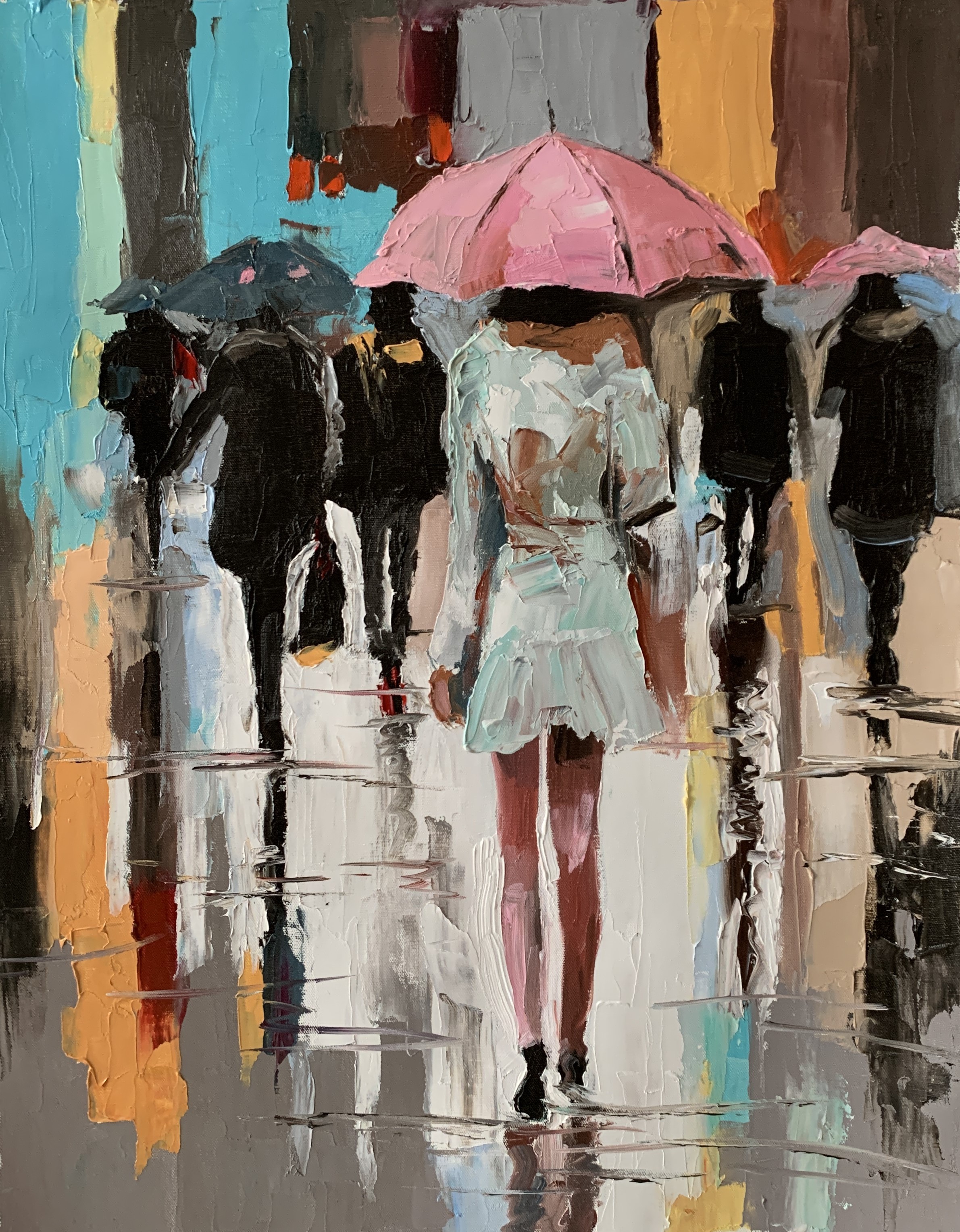 Schagen Vita, Woman with umbrella in a rainy city Schagen Vita, Woman with umbrella in a rainy city