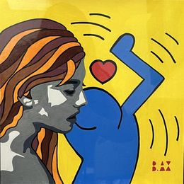 Painting, Dyptique Kiss Haring B, B.AX