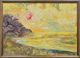 Painting, Yellow seascape in the style of Monet, Lilya Volskaya