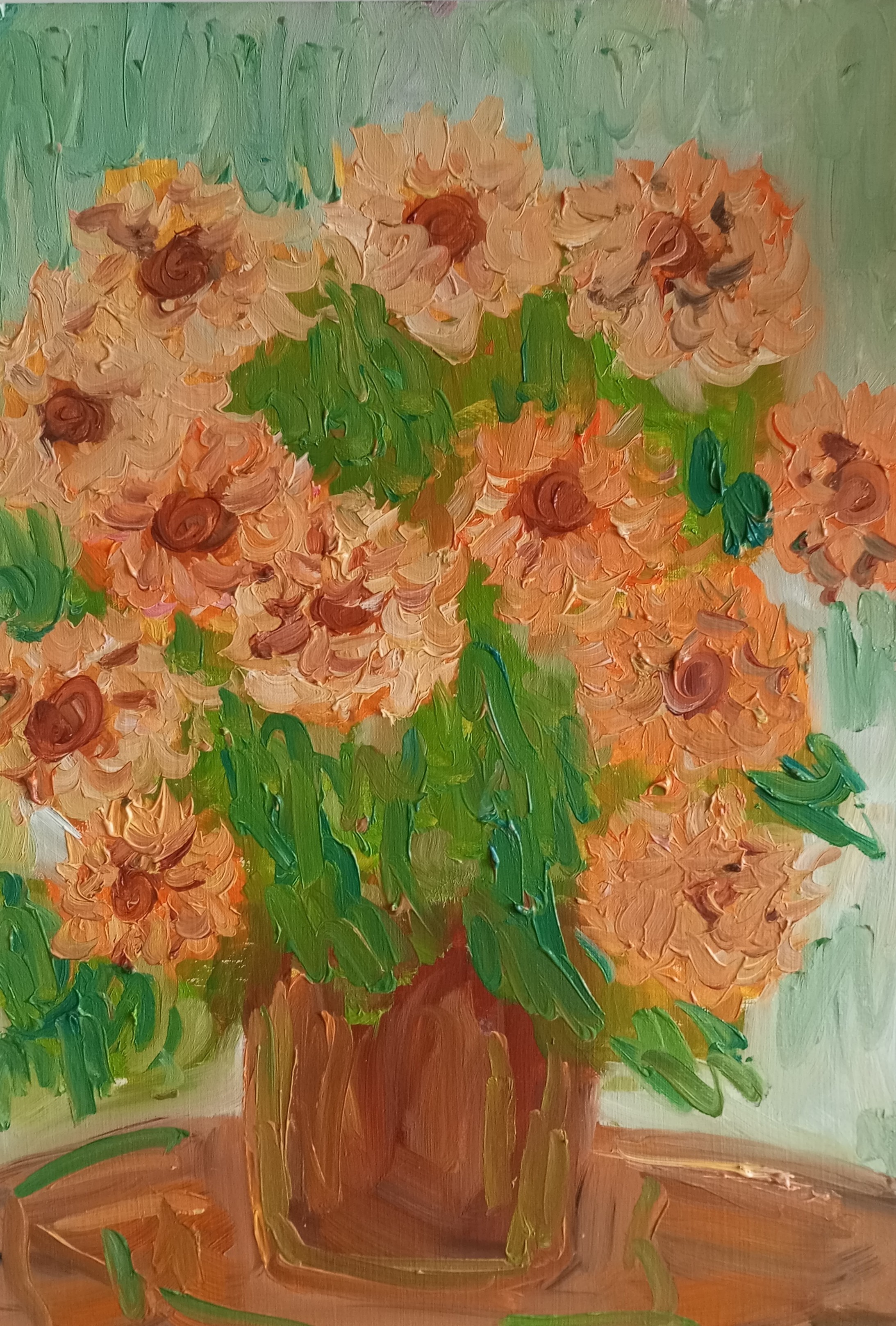 Natalya Mougenot, Sunkissed sunflowers in a terracotta vase Natalya Mougenot, Sunkissed sunflowers in a terracotta vase