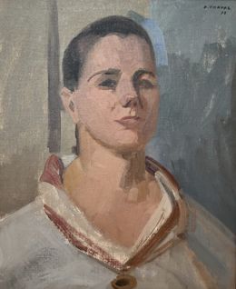Painting, Portrait de jeune femme, Albert Chavaz
