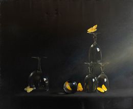 Peinture, Les papillons jaunes, Jean-Claude Janet