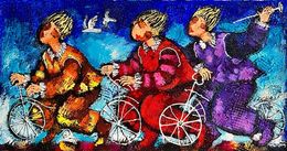 Painting, The cyclists, Michael Kachan