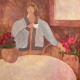Painting, Coffee before gardening, Dasha Pogodina