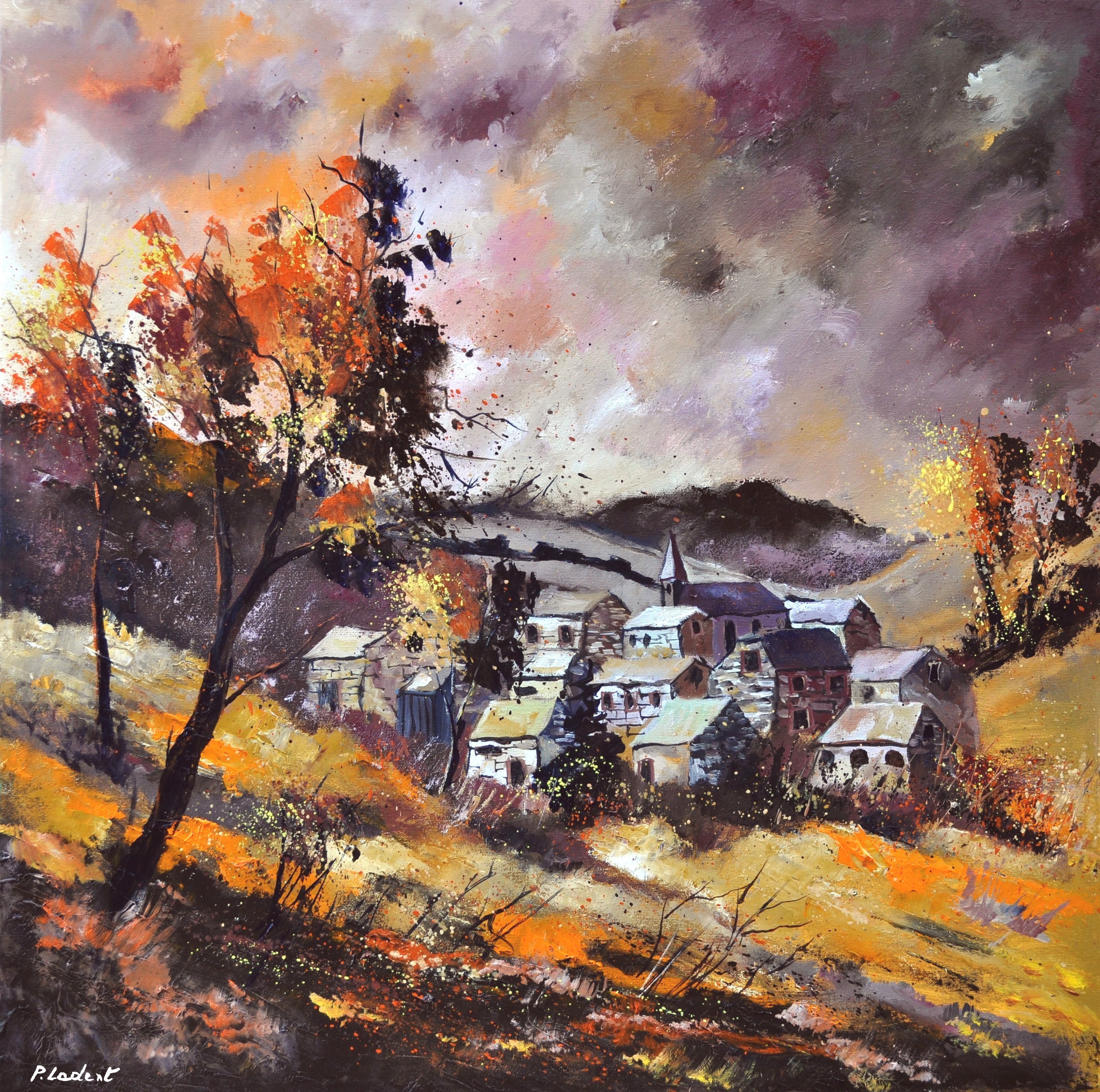 Pol Ledent, A village in my countryside in autumn Pol Ledent, A village in my countryside in autumn