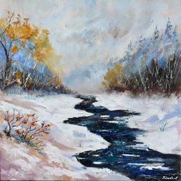 Painting, River in winter, Pol Ledent