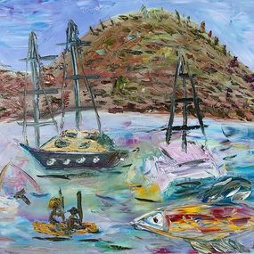Painting, Greek Island, Dondi Schwartz