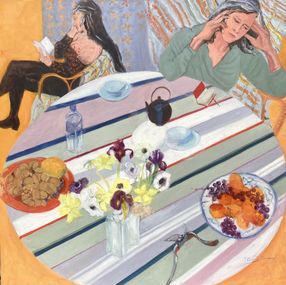 Pintura, Lectrice aux anémones, Thérèse Boucraut