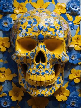 Print, Delft Flowers Skull, Dead Head