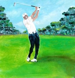 Painting, Tiger Woods Golf, Joelle De Lacanau