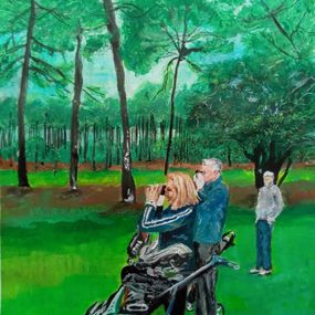 Painting, Golfeurs parcours, Joelle De Lacanau