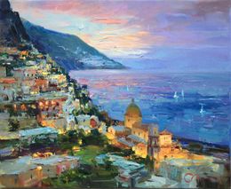 Painting, Evening Amalfi Coast, Serhii Cherniakovskyi