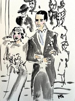 Dibujo, The wedding of Teresa Martini and John Oliver in Rome in 1929, Manuel Santelices