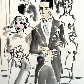 Dibujo, The wedding of Teresa Martini and John Oliver in Rome in 1929, Manuel Santelices