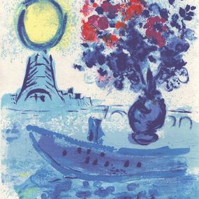 Drucke, Bateau Mouche au bouquet, Marc Chagall