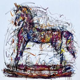 Painting, Le cheval de bois blanc, KiKo