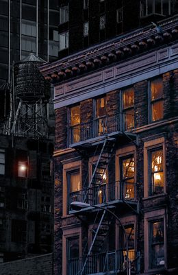 Fotografien, New York en pleine lumière du soir et ses reflets, Dominique Leroy