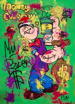Painting, Popeye the Sailor Man in get Money Everyday, Carlos Pun Art