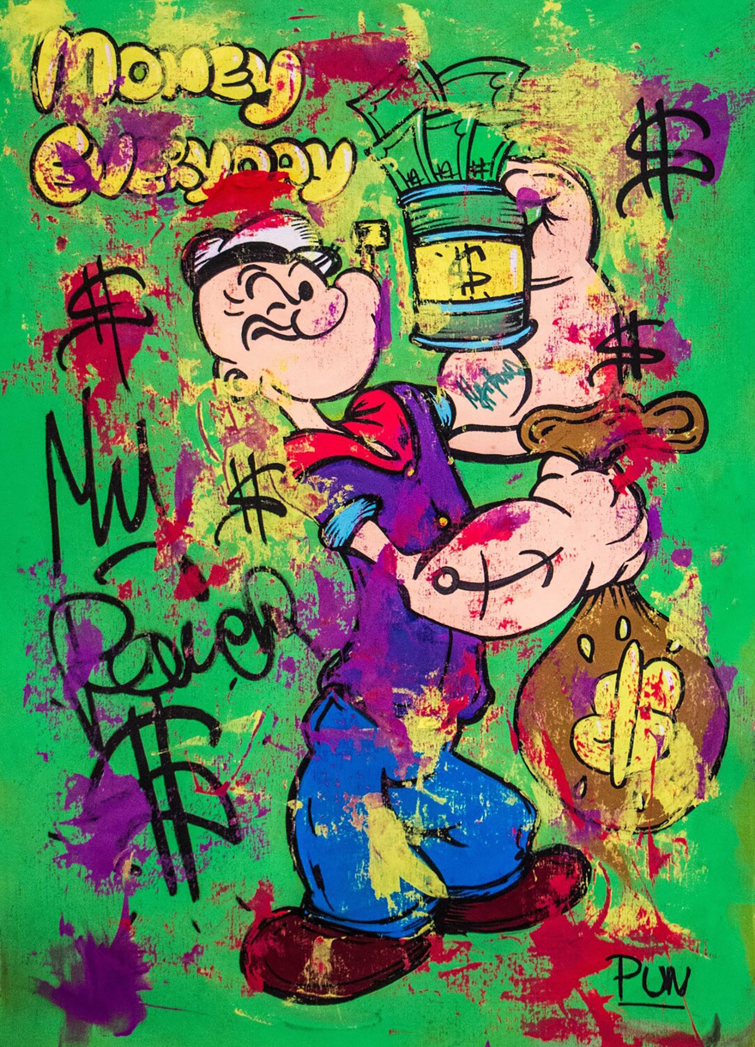 Carlos Pun Art, Popeye the Sailor Man in get Money Everyday Carlos Pun Art, Popeye the Sailor Man in get Money Everyday